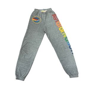Aviator Nation Gray Joggers with Rainbow Accents